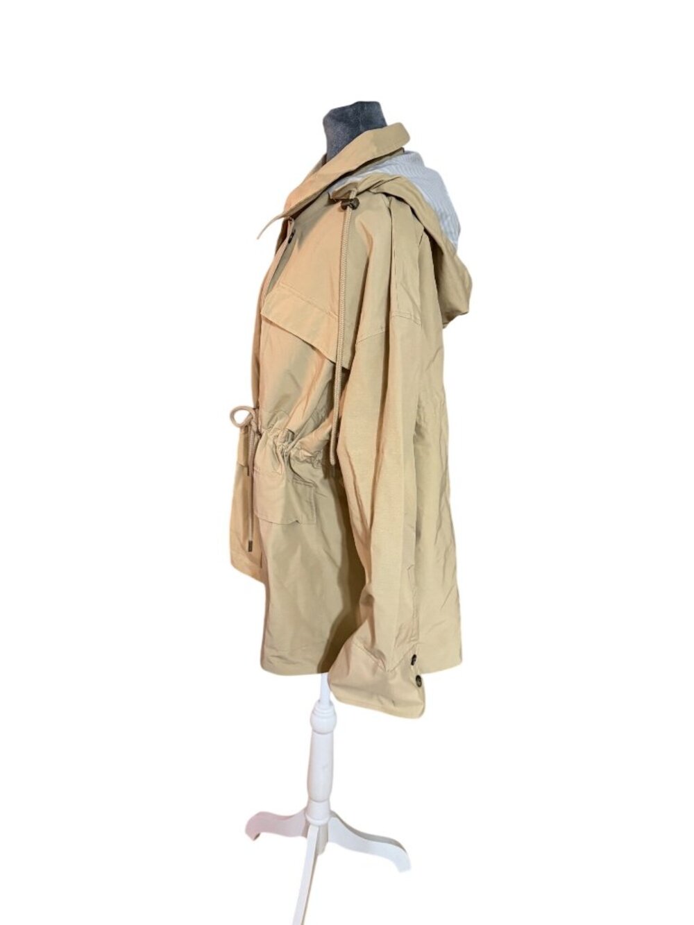 KBB By Kahlana Beige Hooded Utility Jacket XXL Drawstring Waist NWT - Picture 3 of 6